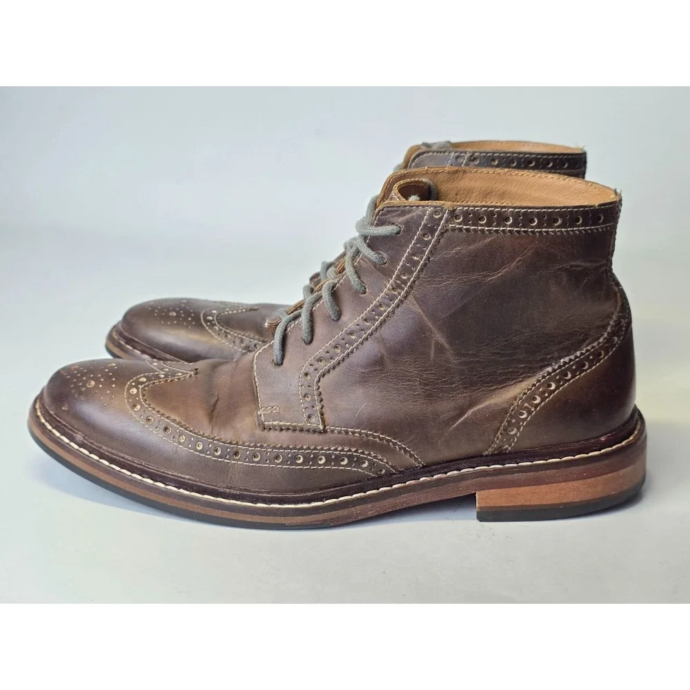 Cole Haan Men's Boots Size 8 M Brown Leather Chukka Oxford Wingtip Lace Up Shoes